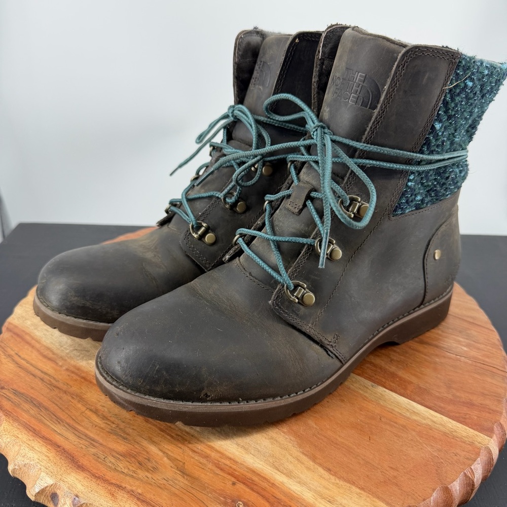 The North Face Ballard Lace Ankle Combat Boots Brown Blue Green Tweed Women’s 8 - Picture 6 of 9